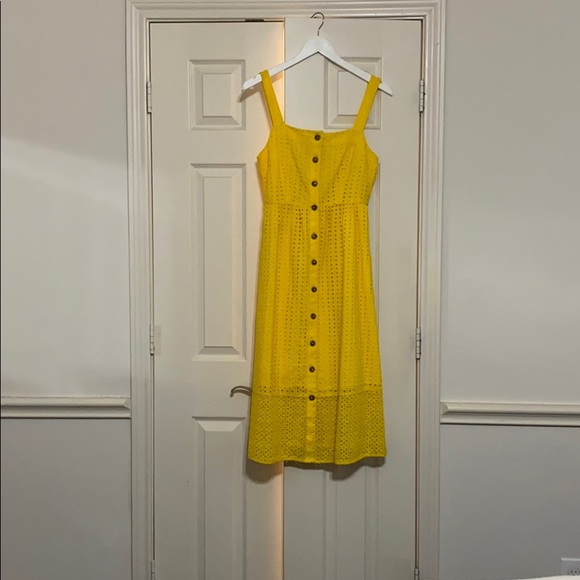 NWT JCREW sz 4 yellow eyelet midi dress - Picture 4 of 7